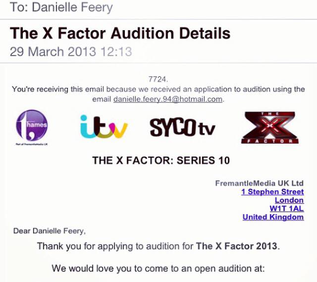 Anyway my audition was suppose to be in London, England and was at ...